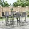 Image de Ensemble De Bar De Jardin 7 Pcs Avec Coussins Gris Poly Rotin Vidaxl