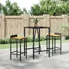 Image de Ensemble De Bar Jardin 3 Pcs Noir Poly Rotin/bois Massif Acacia Vidaxl