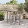 Image de Ensemble De Bar Jardin 5 Pcs Gris Poly Rotin/bois Massif Acacia Vidaxl