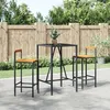 Image de Ensemble De Bar Jardin 3 Pcs Noir Poly Rotin/bois Massif Acacia Vidaxl