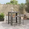 Image de Ensemble De Bar Jardin 5 Pcs Gris Poly Rotin/bois Massif Acacia Vidaxl