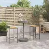 Image de Ensemble De Bar Jardin 3 Pcs Gris Poly Rotin/bois Massif Acacia Vidaxl