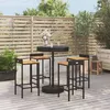 Image de Ensemble De Bar Jardin 5 Pcs Noir Poly Rotin/bois Massif Acacia Vidaxl