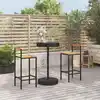 Image de Ensemble De Bar Jardin 3 Pcs Noir Poly Rotin/bois Massif Acacia Vidaxl