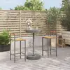 Image de Ensemble De Bar Jardin 3 Pcs Gris Poly Rotin/bois Massif Acacia Vidaxl