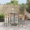 Image de Ensemble De Bar Jardin 5 Pcs Gris Poly Rotin/bois Massif Acacia Vidaxl