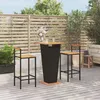 Image de Ensemble De Bar Jardin 3 Pcs Noir Poly Rotin/bois Massif Acacia Vidaxl