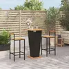Image de vidaXL Ensemble de bar jardin 3 pcs noir poly rotin/bois massif acacia 3187725