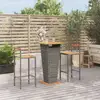 Image de Ensemble De Bar Jardin 3 Pcs Gris Poly Rotin/bois Massif Acacia Vidaxl