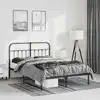 Image de Cadre De Lit Métal Sans Matelas Avec Tête De Lit Noir 150x200cm Vidaxl
