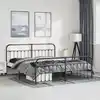 Image de Cadre De Lit Métal Sans Matelas Avec Pied De Lit Noir 183x213cm Vidaxl