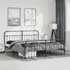 Image de Cadre De Lit Métal Sans Matelas Avec Pied De Lit Noir 193x203cm Vidaxl