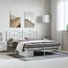Image de Cadre De Lit Métal Sans Matelas Et Tête De Lit Blanc 183x213 Cm Vidaxl