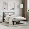 Image de Cadre De Lit Métal Sans Matelas Avec Tête De Lit Noir 120x200cm Vidaxl