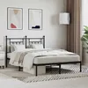 Image de vidaXL Cadre de lit métal sans matelas avec tête de lit noir 140x190cm 353537