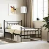 Image de Cadre De Lit Métal Sans Matelas Avec Pied De Lit Noir 107x203cm Vidaxl