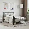 Image de Cadre De Lit Métal Sans Matelas Avec Pied De Lit Noir 120x200cm Vidaxl