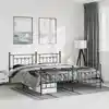 Image de Cadre De Lit Métal Sans Matelas Avec Pied De Lit Noir 193x203cm Vidaxl