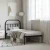 Image de Cadre De Lit Métal Sans Matelas Avec Tête De Lit Noir 90x190 Cm Vidaxl