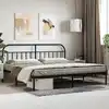 Image de Cadre De Lit Métal Sans Matelas Avec Tête De Lit Noir 200x200cm Vidaxl