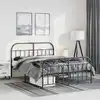 Image de Cadre De Lit Métal Sans Matelas Avec Pied De Lit Noir 135x190cm Vidaxl
