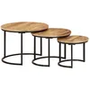 Image de Tables Gigognes 3 Pcs Bois De Manguier Massif Brut Vidaxl