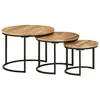 Image de vidaXL Tables gigognes 3 pcs bois de manguier massif brut 353901