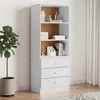 Image de Bibliothèque Et Tiroirs Alta Blanc 60x35x142 Cm Bois Massif Pin Vidaxl