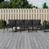 Image de vidaXL Salon de jardin 7 pcs avec coussins gris bambou acier ensemble de salon extérieur ensemble de mobilier dextérieur 3187949