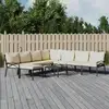 Image de Salon De Jardin 9 Pcs Avec Coussins Sable Acier Vidaxl