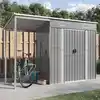 Image de Abri De Jardin Avec Toit Allongé Gris Clair 277 X 107 X 181 Cm En Métal Vidaxl