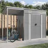 Image de vidaXL Abri de jardin avec toit allongé gris clair 277 x 107 x 181 cm en Métal 364525