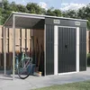 Image de vidaXL Abri de Jardin avec Toit Prolongé Cabane à Outils avec Poignées Remise à Outils Abri de Rangement Terrasse 364526