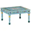 Image de Table Basse Turquoise Bois De Manguier Massif Peint À La Main Vidaxl
