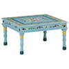 Image de vidaXL Table basse turquoise bois de manguier massif peint à la main 353761