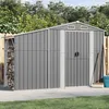 Image de vidaXL Abri de jardin gris 277x93x179 cm acier galvanisé rangement de jardin remise abri à outils abri en métal 364516