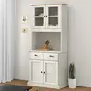 Image de Buffet Haut Vigo Blanc 78x40x175 Cm Bois Massif De Pin Vidaxl