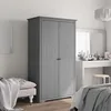 Image de vidaXL Garde-robe Armoire à Vêtements Placard de Vêtements Meuble de Rangement Organisateur de Chambre Gris Bois Massif 355061