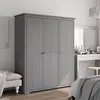Image de vidaXL Garde-robe Armoire à Vêtements Placard de Vêtements Meuble de Rangement Organisateur de Chambre Gris Bois Massif 355064