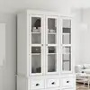 Image de Armoire Avec Portes Vitrées Bodo Blanc Bois De Pin Massif Vidaxl