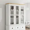 Image de Armoire Avec Portes Vitrées Bodo Blanc Marron Bois Pin Massif Vidaxl