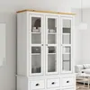 Image de vidaXL Armoire avec portes vitrées BODO blanc marron bois pin massif 355078