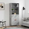 Image de Buffet Haut Gris Béton 69,5x34x180 Cm Bois D'ingénierie Vidaxl