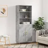 Image de Buffet Haut Gris Béton 69,5x34x180 Cm Bois D'ingénierie Vidaxl