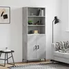 Image de Buffet Haut Gris Béton 69,5x34x180 Cm Bois D'ingénierie Vidaxl