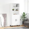 Image de Buffet Haut Blanc 69,5x34x180 Cm Bois D'ingénierie Vidaxl
