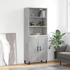 Image de Buffet Haut Gris Béton 69,5x34x180 Cm Bois D'ingénierie Vidaxl