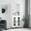 Image de Buffet Haut Blanc 69,5x34x180 Cm Bois D'ingénierie Vidaxl