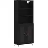 Image de Buffet Haut Noir 69,5x34x180 Cm Bois D'ingénierie Vidaxl