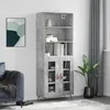Image de Buffet Haut Gris Béton 69,5x34x180 Cm Bois D'ingénierie Vidaxl